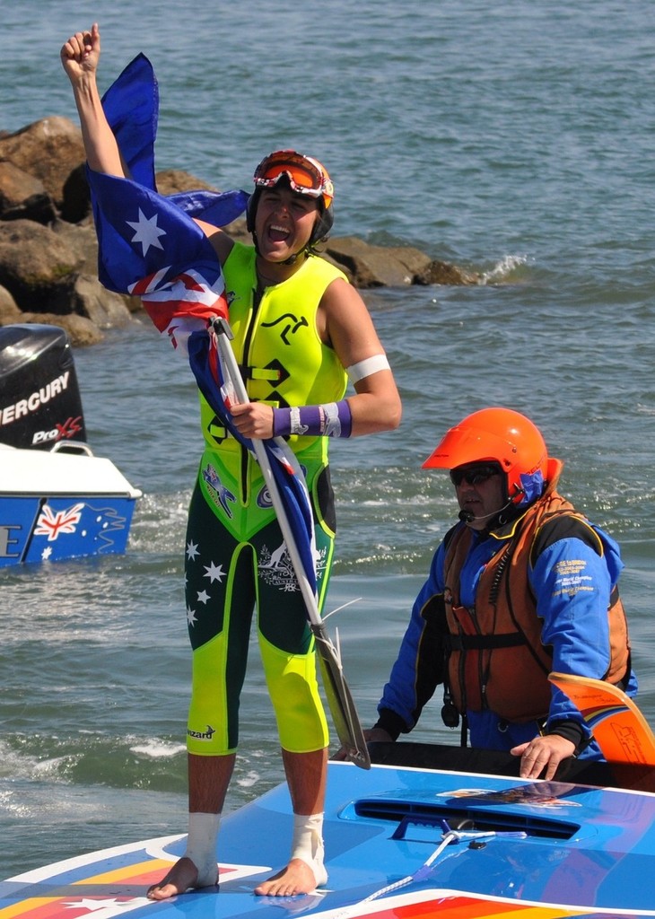 Jack Houston, champion of the world in Junior Boys for the second time and looking pretty happy about it. - world water ski race titles © Derek Mountney